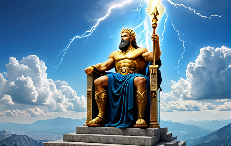 **

A majestic, fully clothed Zeus seated on a throne atop Mount Olympus, holding a lightning bolt. Background shows a panoramic view of clouds and a radiant sky. Appropriate attire, safe for work, perfect anatomy, correct proportions, professional digital art, high resolution.

**